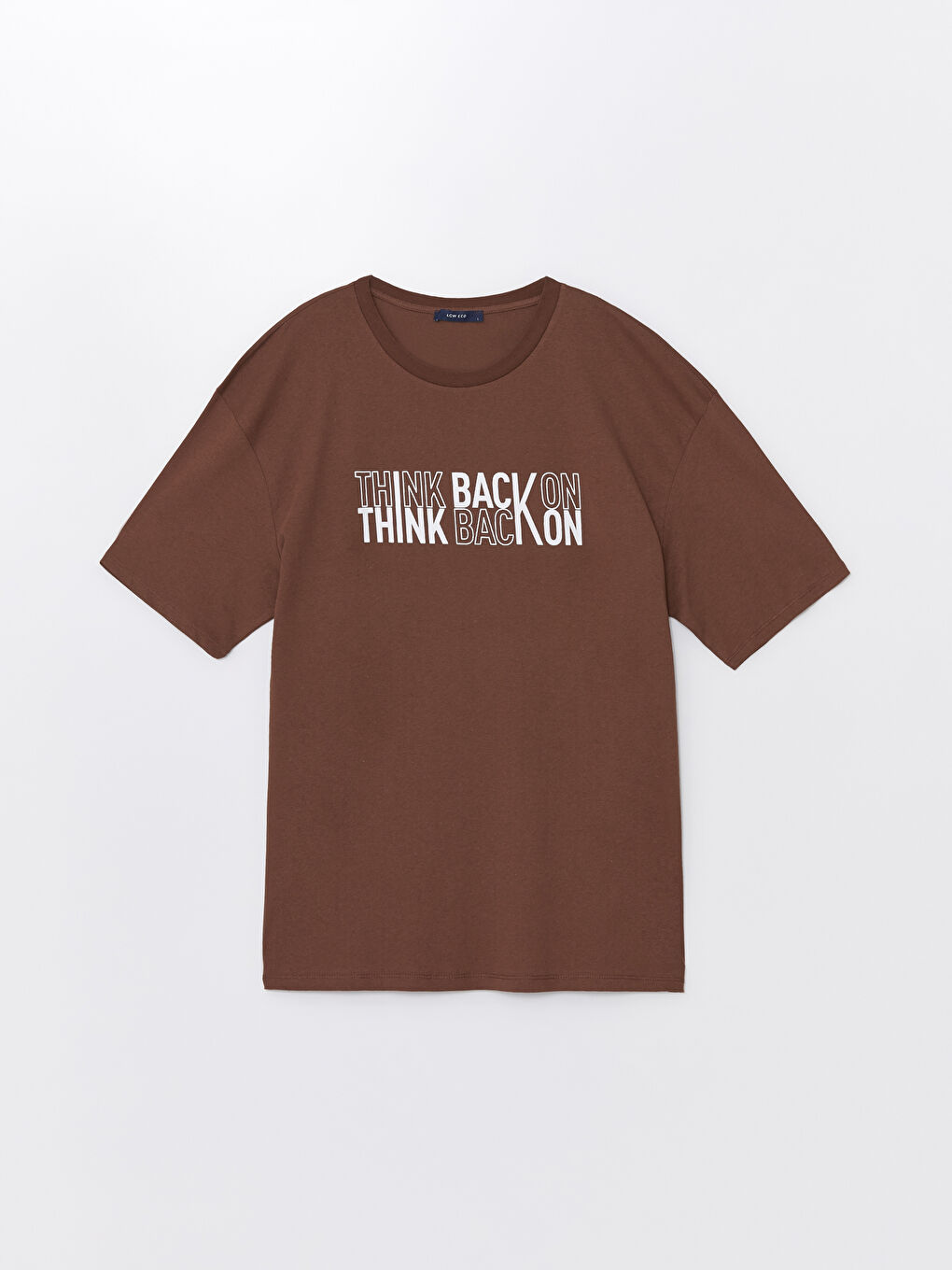 Kahverengi Bisiklet Yaka Kısa Kollu Baskılı Penye Erkek Tişört-5