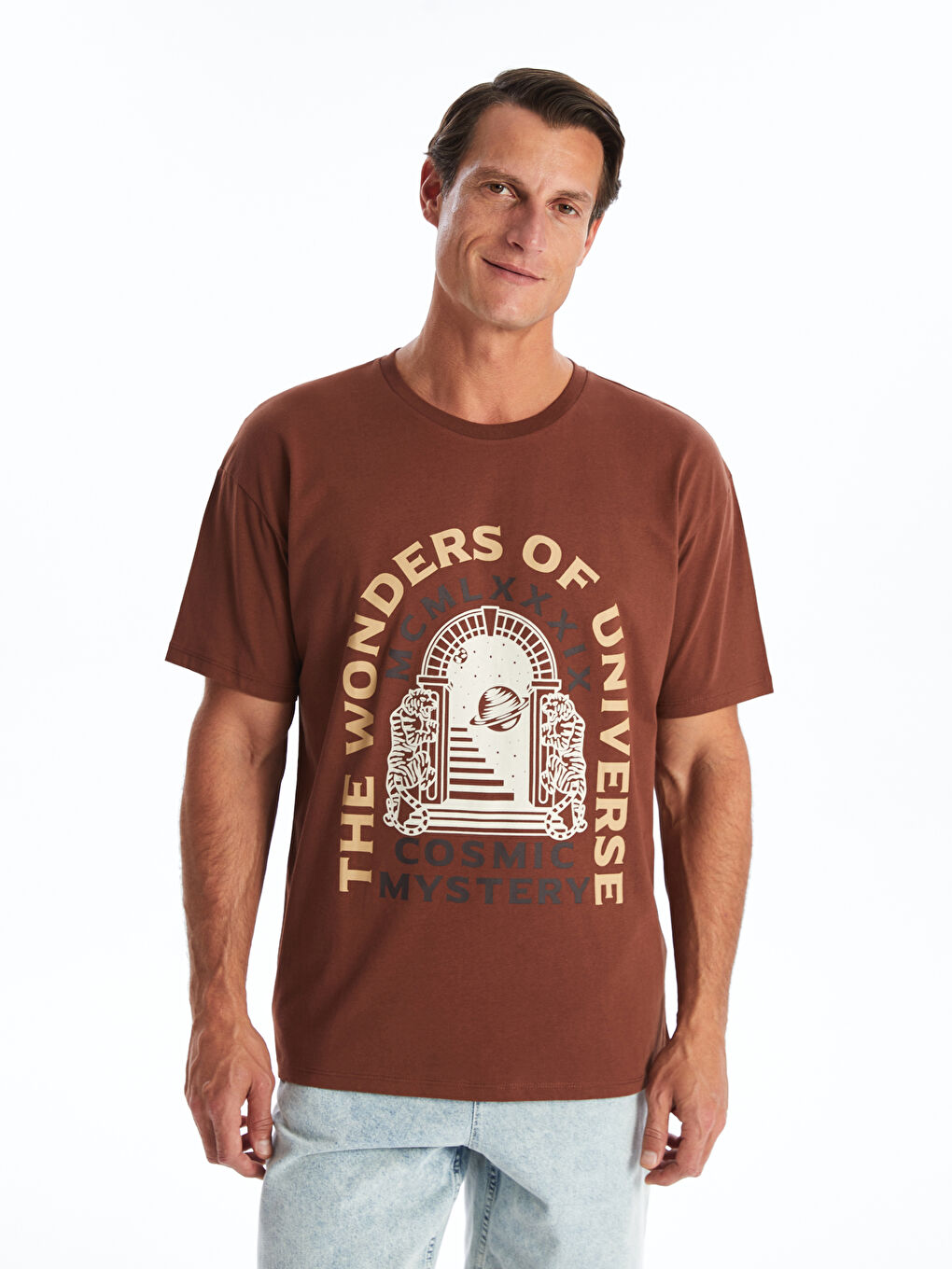 Crew Neck Short Sleeve Printed Combed Cotton Men's T-shirt -S4IE74Z8-HHN