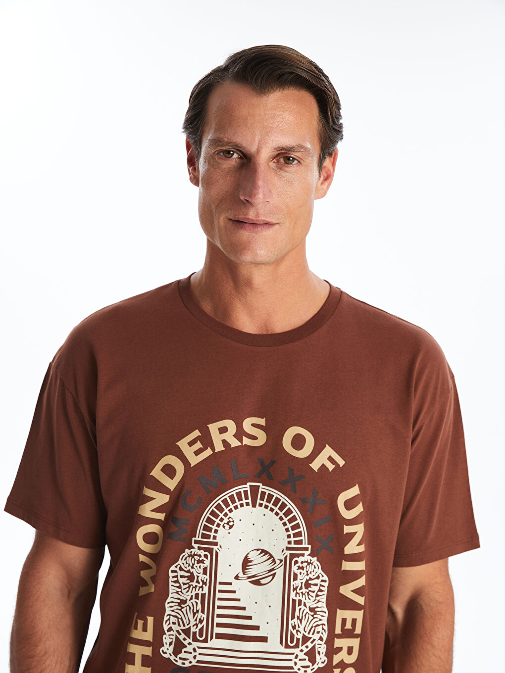 Crew Neck Short Sleeve Printed Combed Cotton Men's T-shirt -S4IE74Z8-HHN