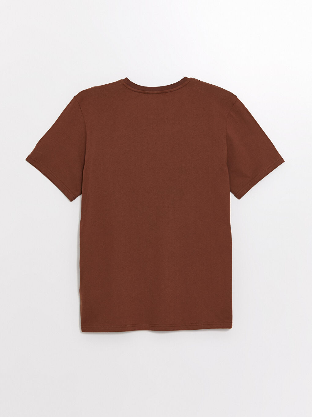 Kahverengi Bisiklet Yaka Kısa Kollu Baskılı Penye Erkek Tişört-5