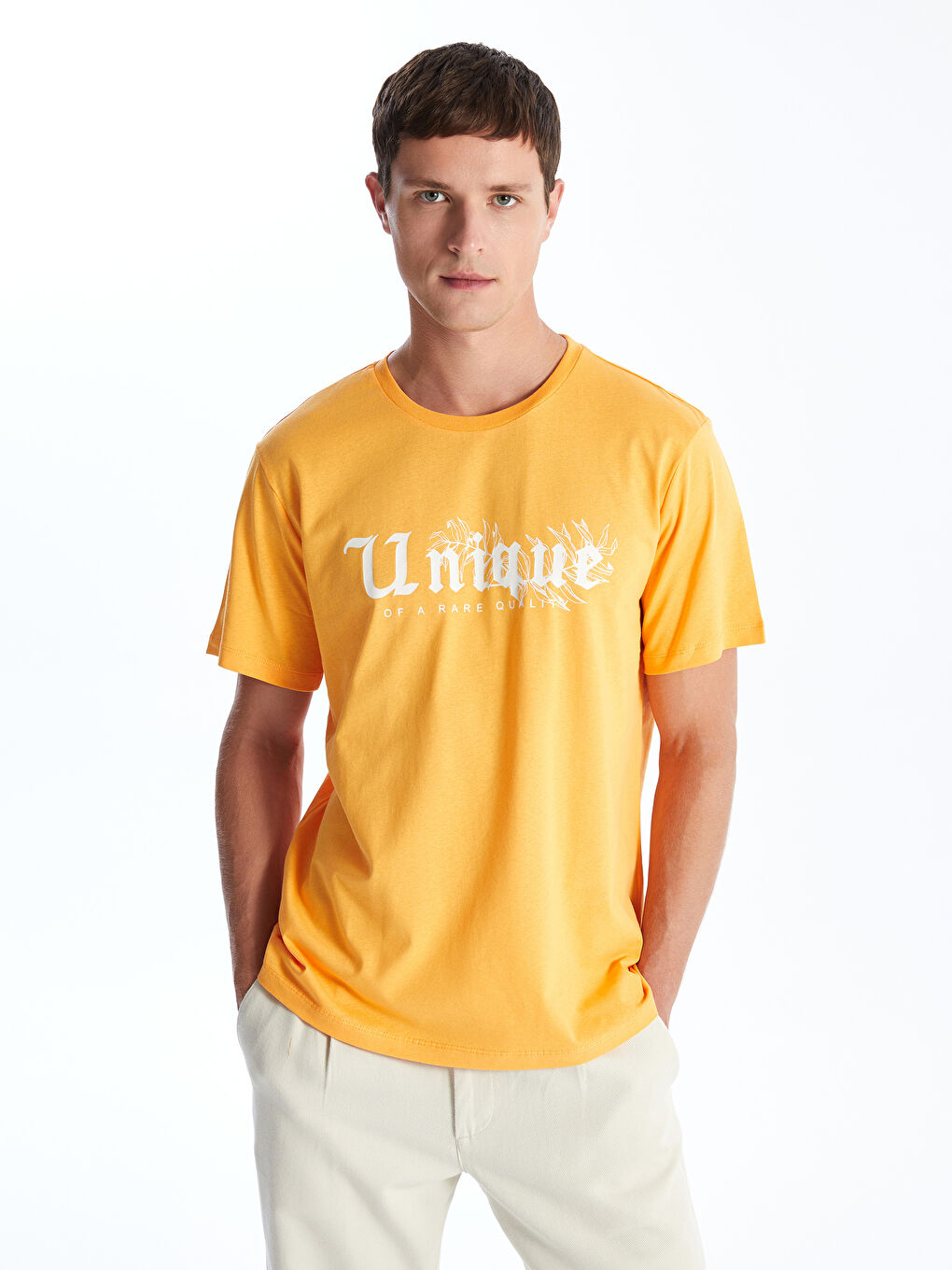 Crew Neck Short Sleeve Printed Combed Cotton Men's T-shirt