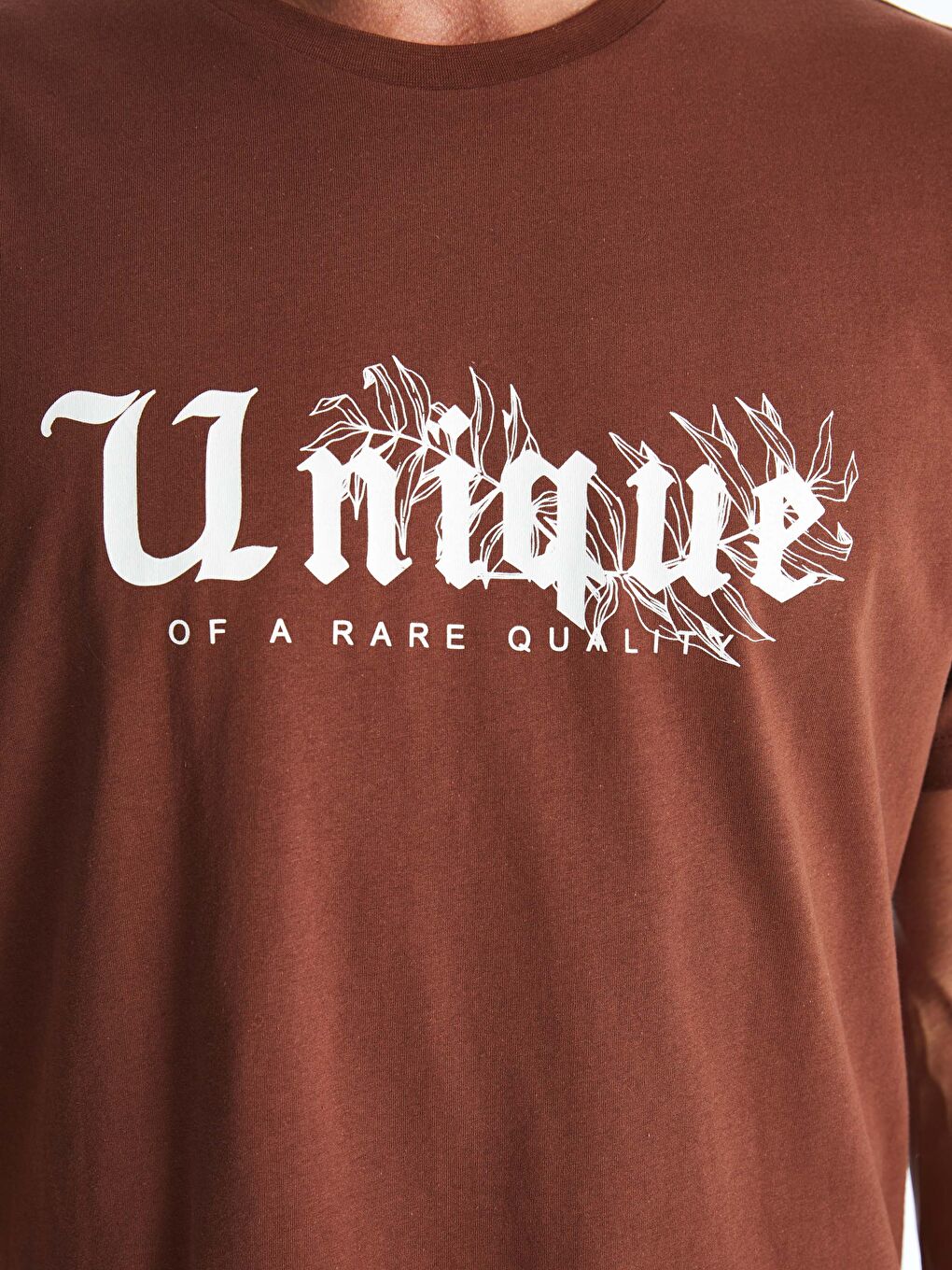 Kahverengi Bisiklet Yaka Kısa Kollu Baskılı Penye Erkek Tişört-3