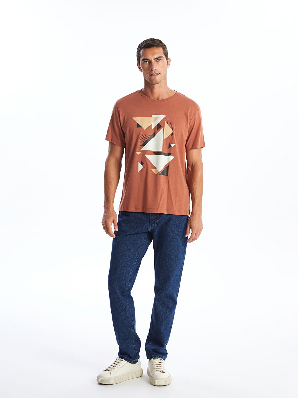 Crew Neck Short Sleeve Printed Combed Cotton Men's T-shirt -S4IE81Z8-HAL
