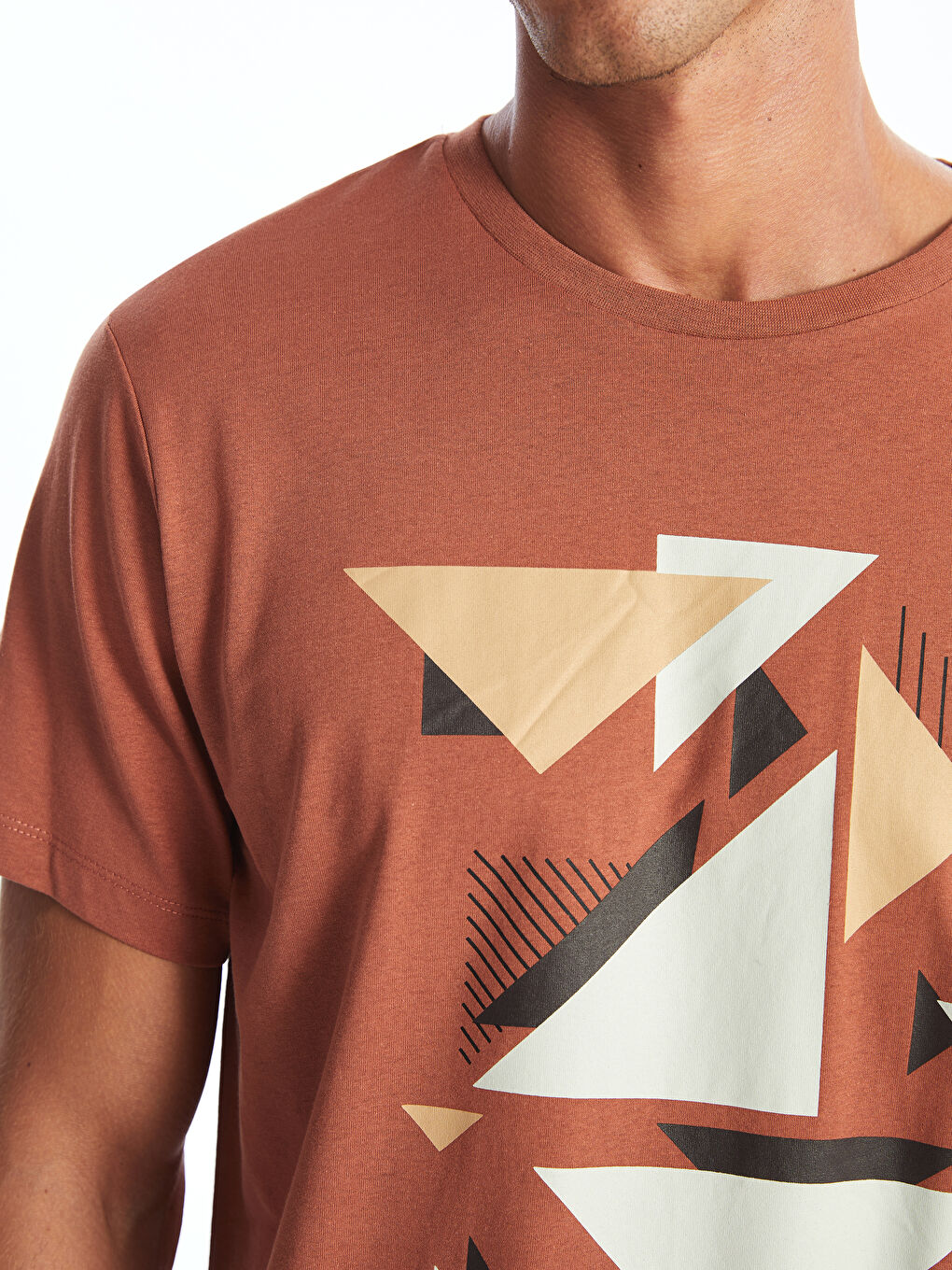 Crew Neck Short Sleeve Printed Combed Cotton Men's T-shirt -S4IE81Z8-HAL