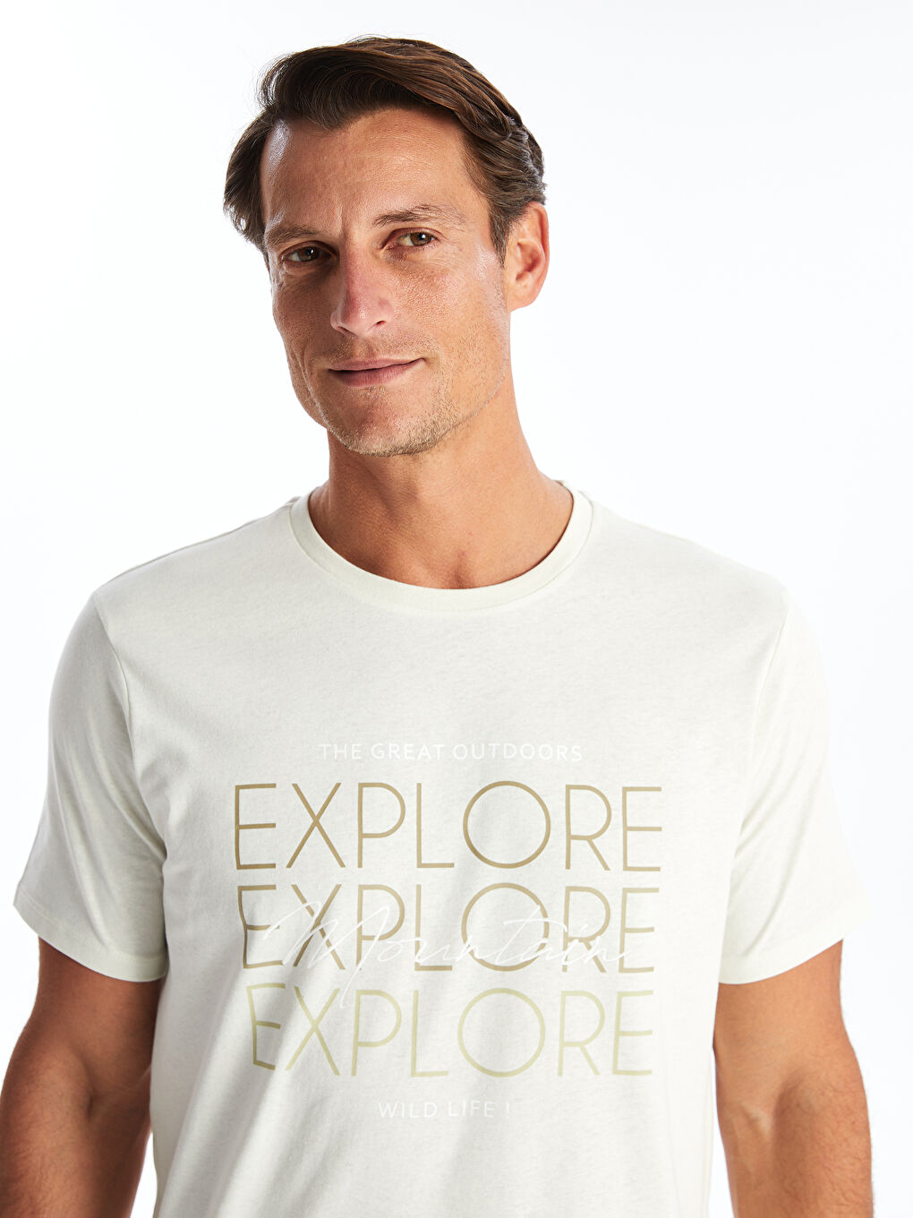 Yeşil Bisiklet Yaka Kısa Kollu Baskılı Penye Erkek Tişört-2