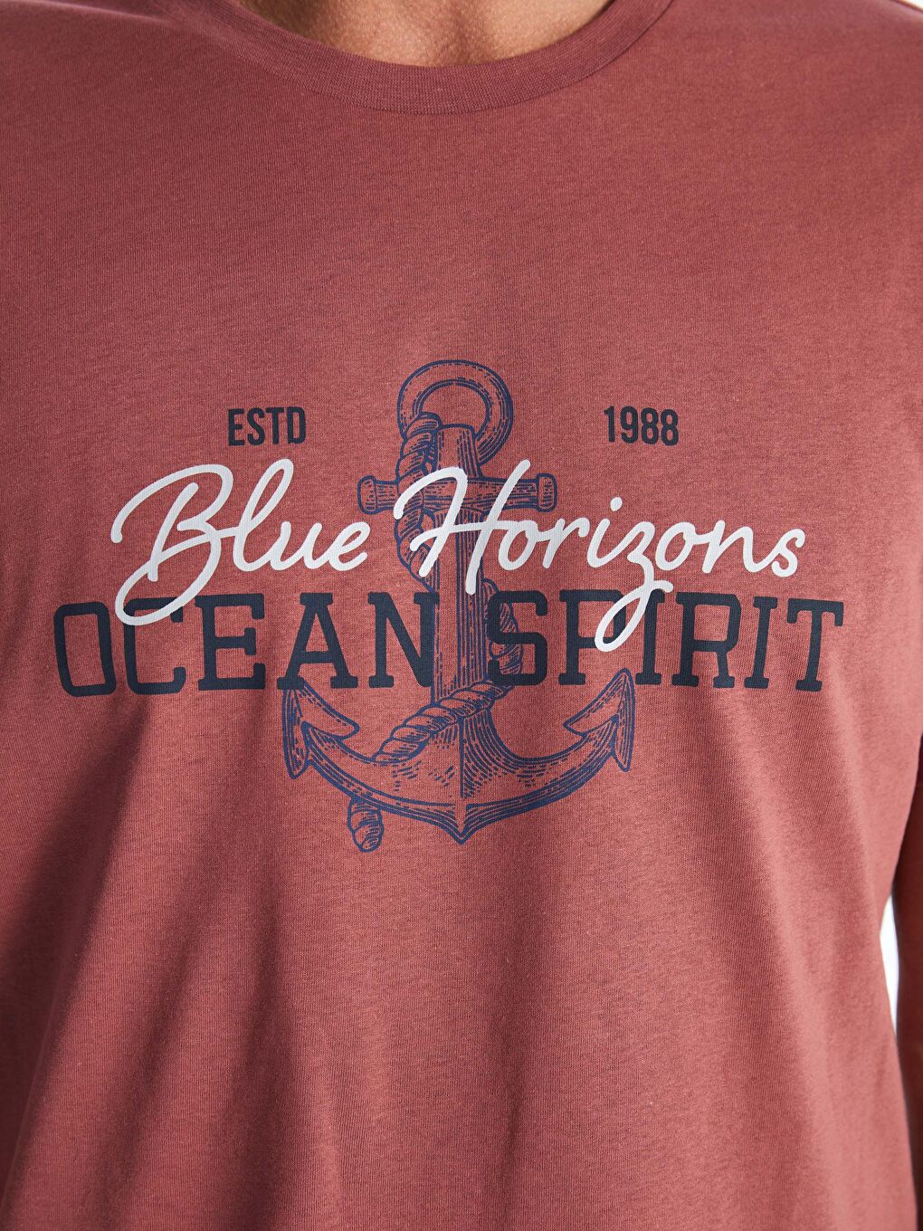 Pembe Bisiklet Yaka Kısa Kollu Baskılı Penye Erkek Tişört-3