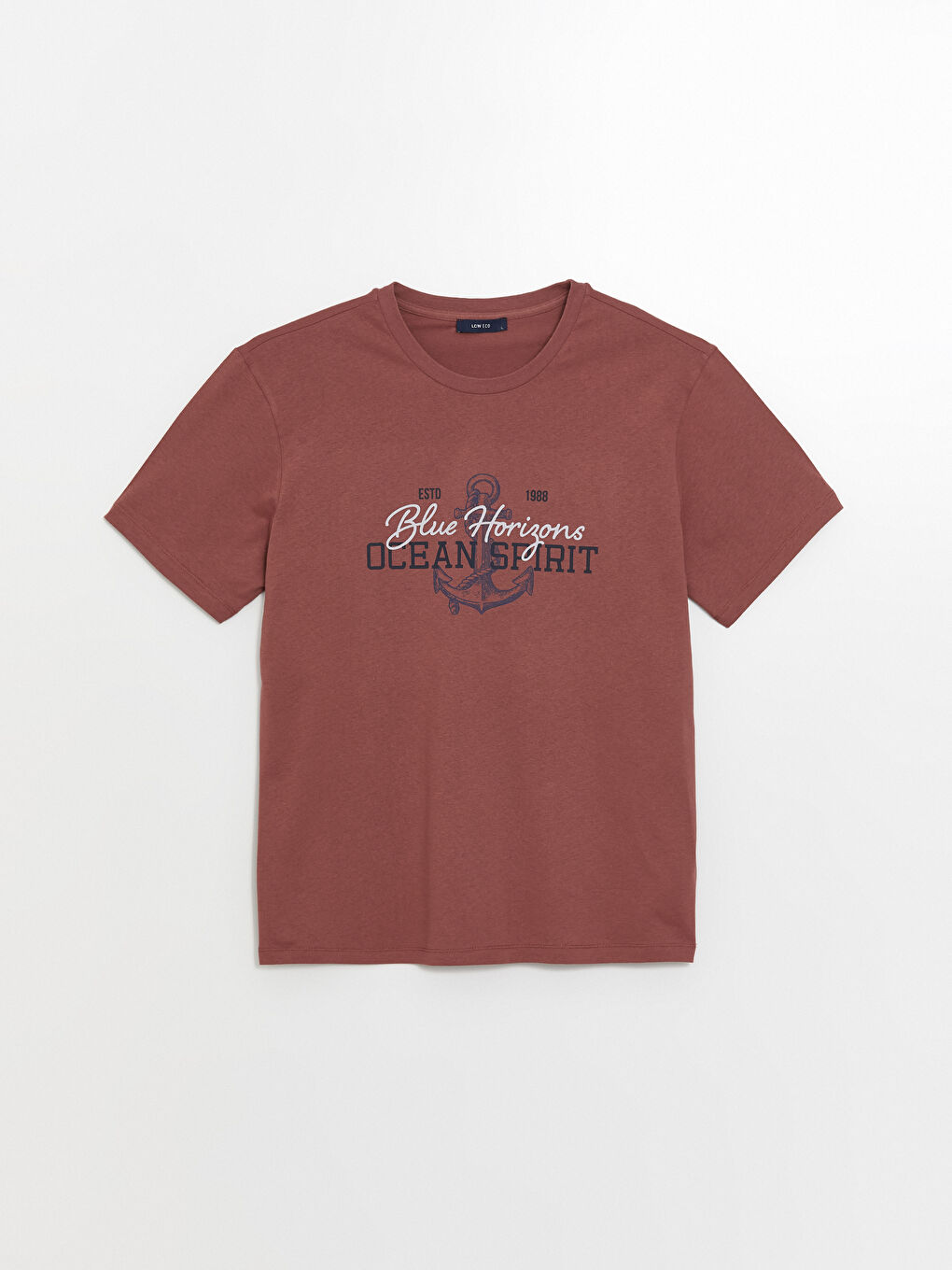 Pembe Bisiklet Yaka Kısa Kollu Baskılı Penye Erkek Tişört-5