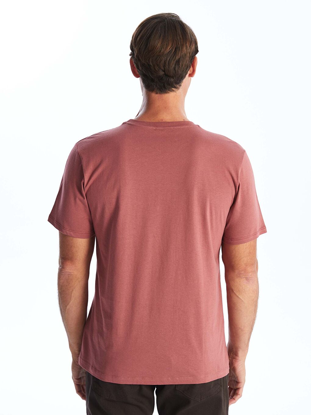 Pembe Bisiklet Yaka Kısa Kollu Baskılı Penye Erkek Tişört-4