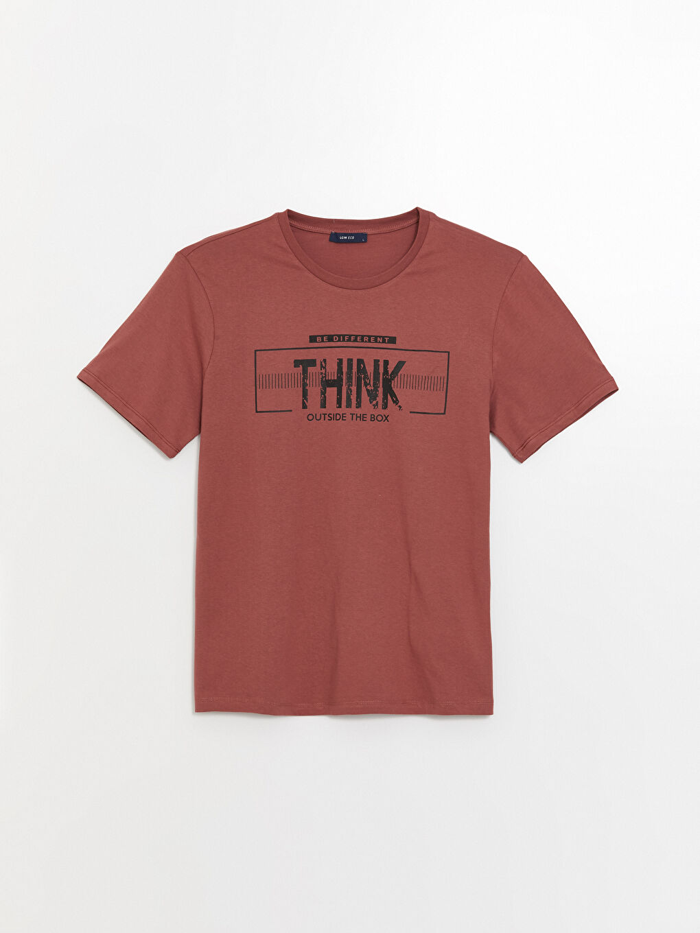 Pembe Bisiklet Yaka Kısa Kollu Baskılı Penye Erkek Tişört-5