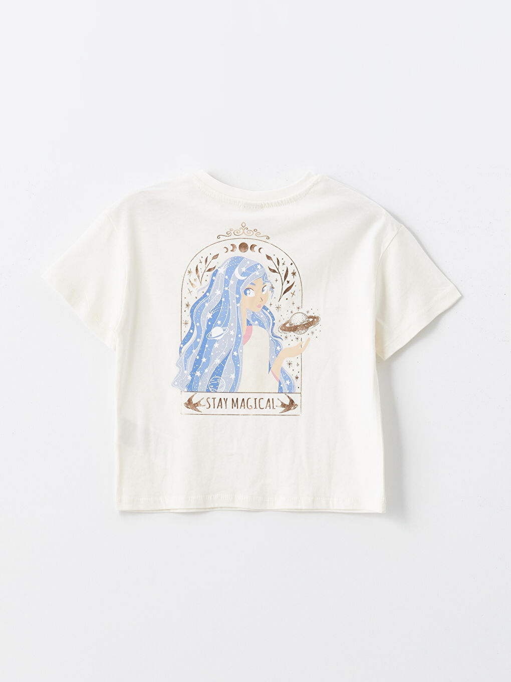 Crew Neck Printed Short Sleeve Girl T-shirt -S4IE97Z4-LXH