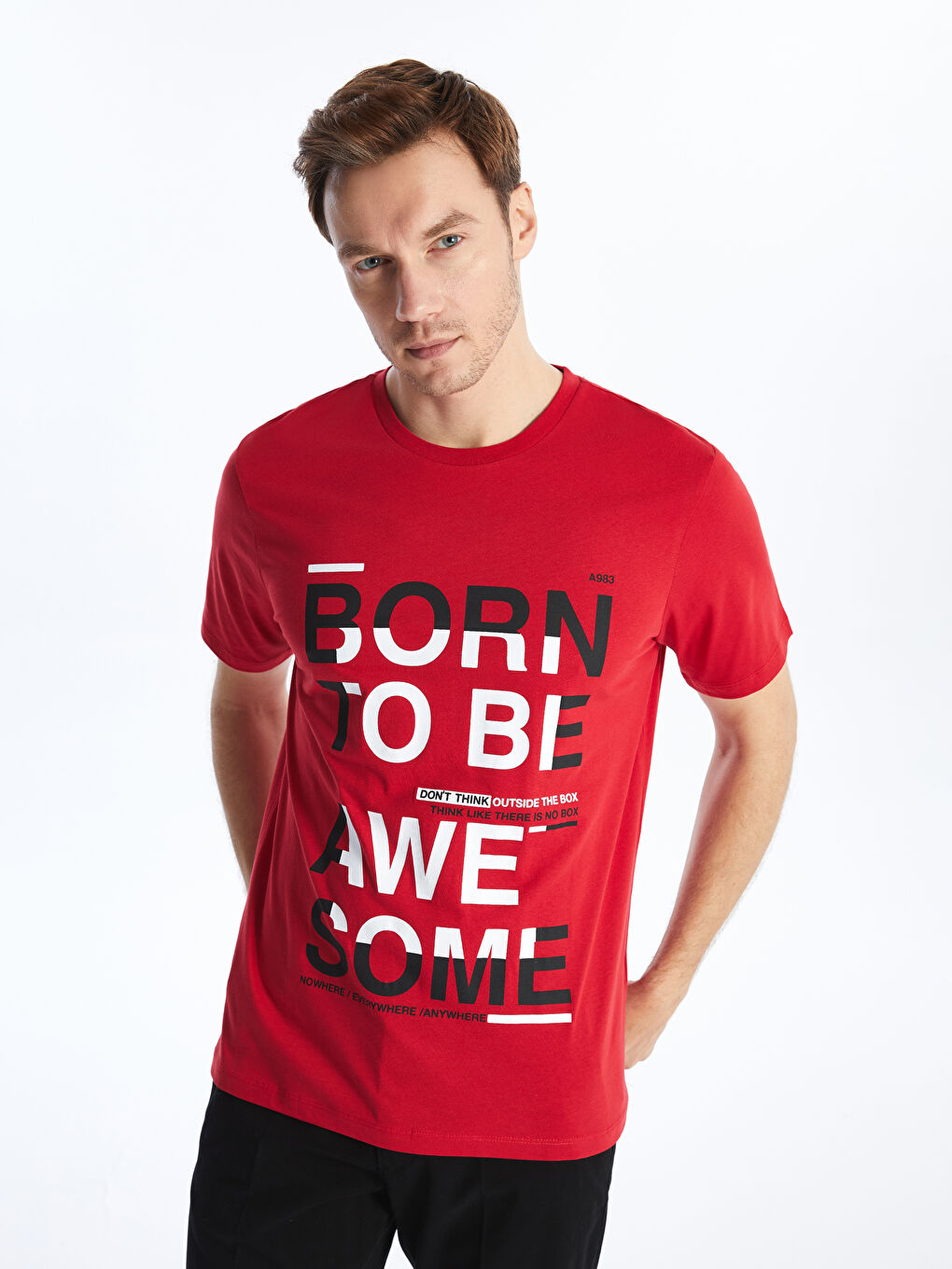 LCW ECO Crew Neck Short Sleeve Printed Combed Cotton Men's T-shirt -S4IF05Z8-CSG
