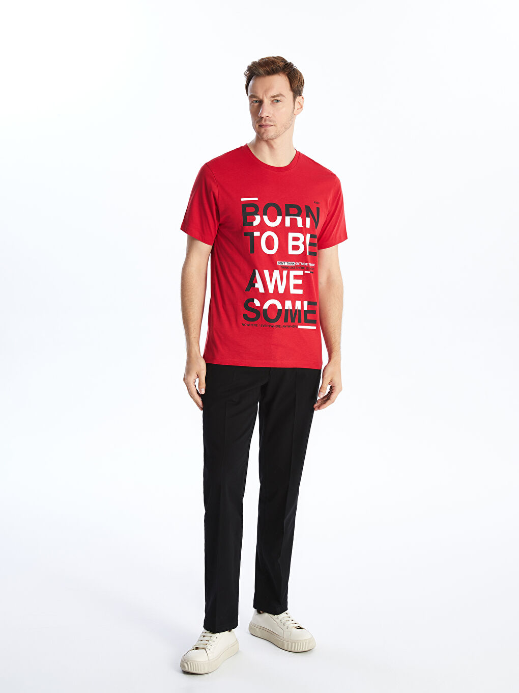 LCW ECO Crew Neck Short Sleeve Printed Combed Cotton Men's T-shirt -S4IF05Z8-CSG
