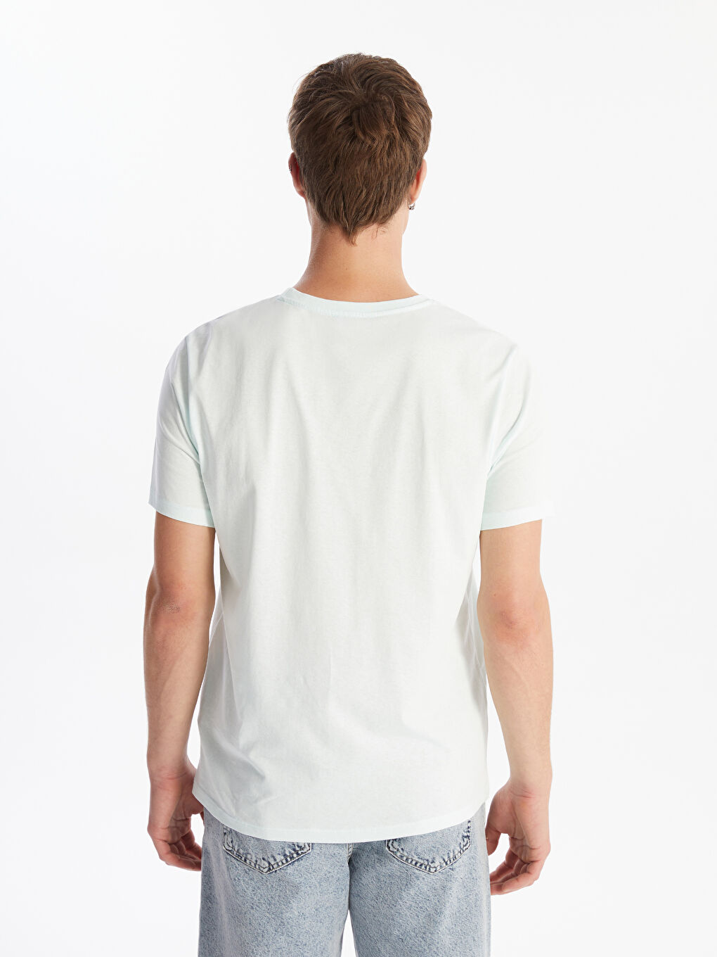 Turkuaz Bisiklet Yaka Kısa Kollu Baskılı Penye Erkek Tişört-4