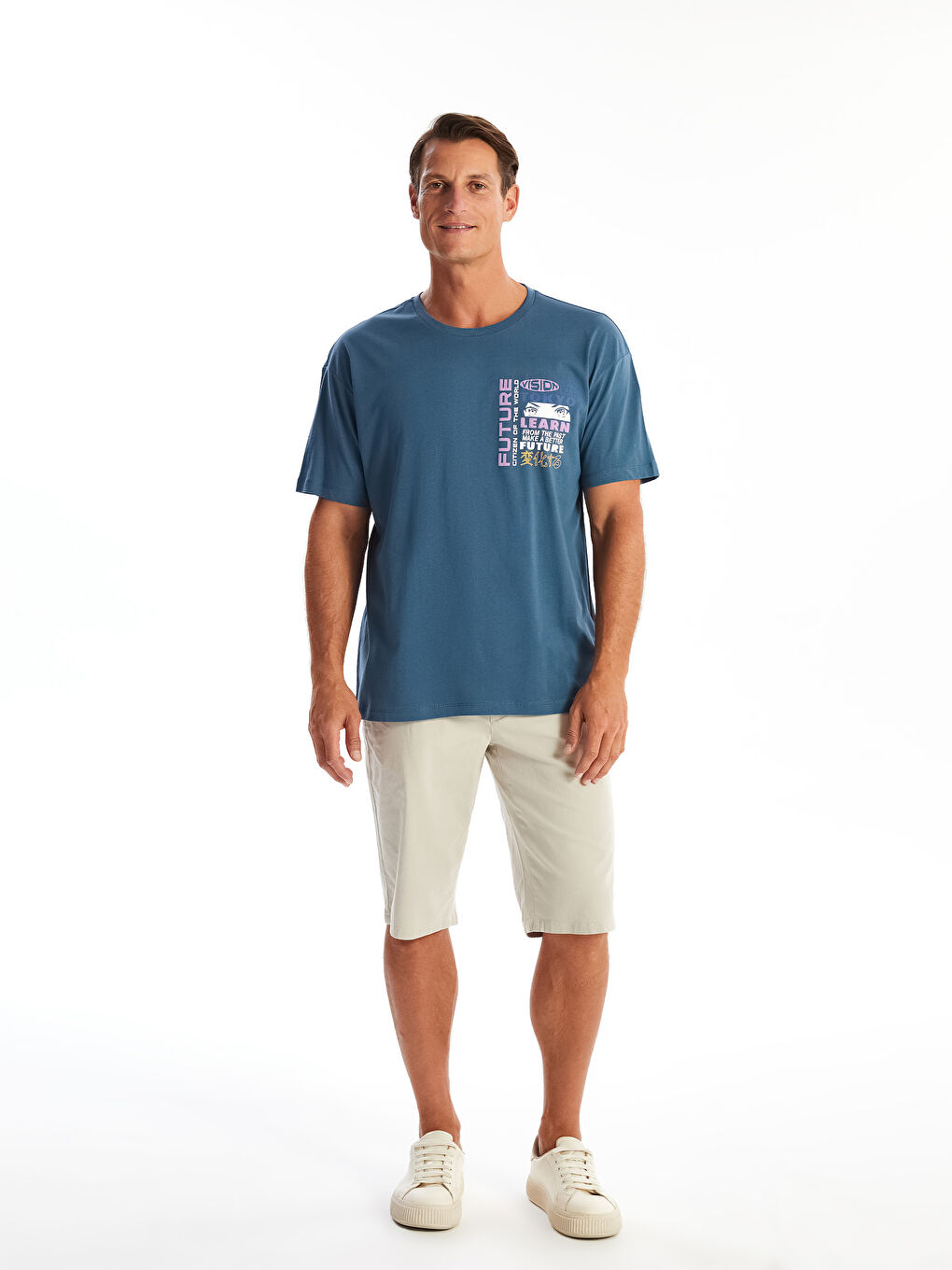 İndigo Bisiklet Yaka Kısa Kollu Baskılı Penye Erkek Tişört-1