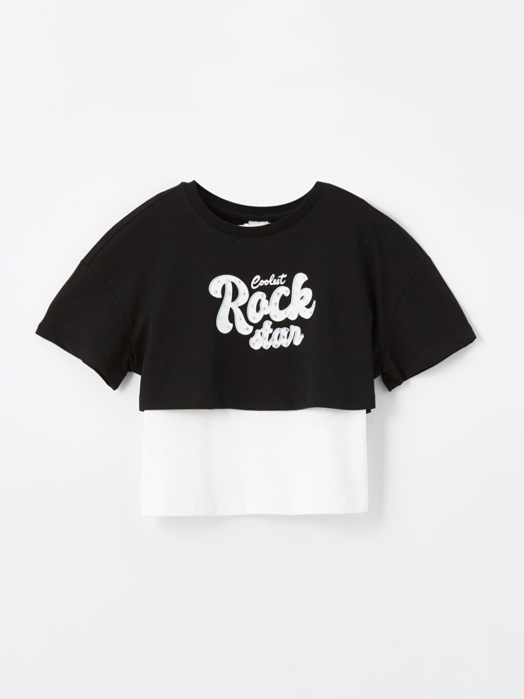 Crew Neck Printed Short Sleeve Girls' Crop T-Shirt and Tank Top -S4IF39Z4-CVL