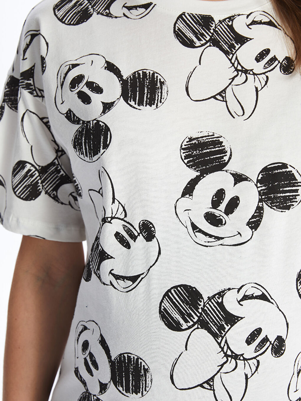 Crew Neck Mickey Mouse Printed Short Sleeve Oversize Maternity T-Shirt -S4IF55Z8-R9J