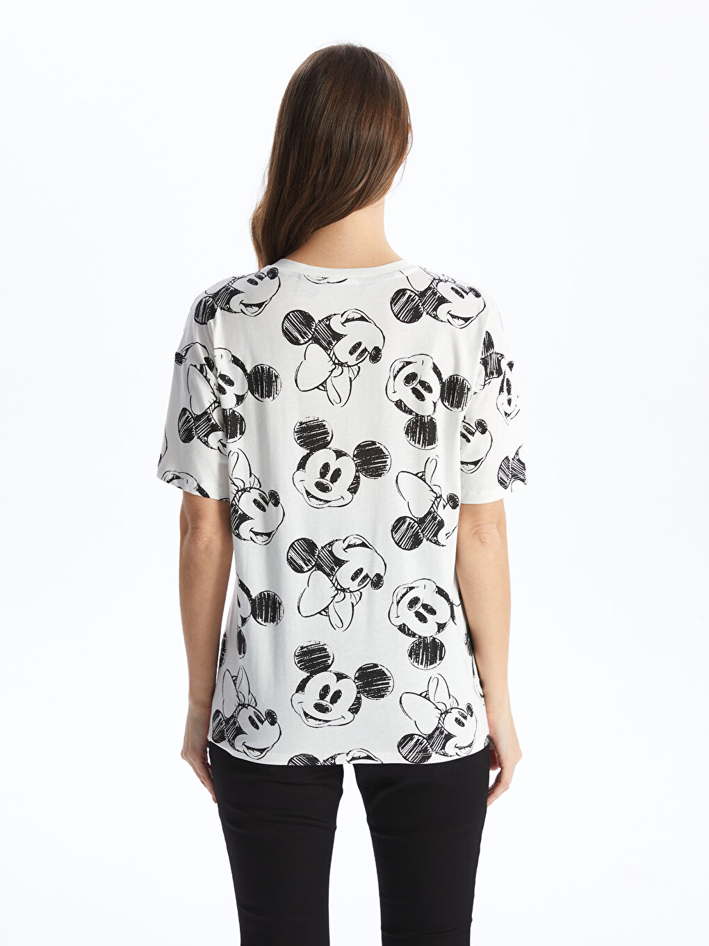 Crew Neck Mickey Mouse Printed Short Sleeve Oversize Maternity T-Shirt -S4IF55Z8-R9J