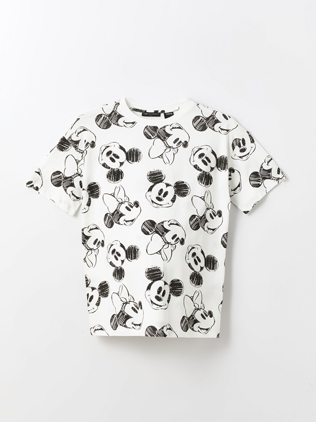 Crew Neck Mickey Mouse Printed Short Sleeve Oversize Maternity T-Shirt -S4IF55Z8-R9J