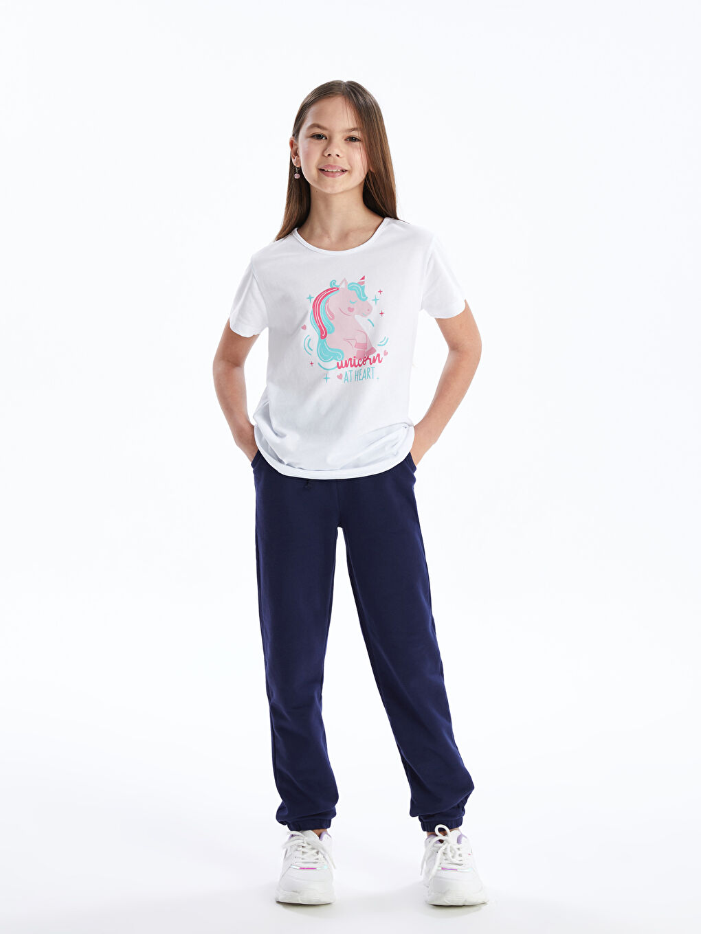 Elastic Waist Basic Girls' Jogger Sweatpants-1