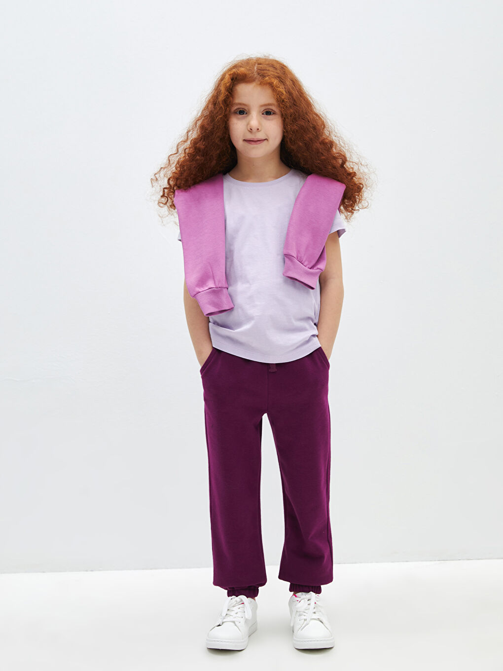 Elastic Waist Basic Girls' Jogger Sweatpants-1