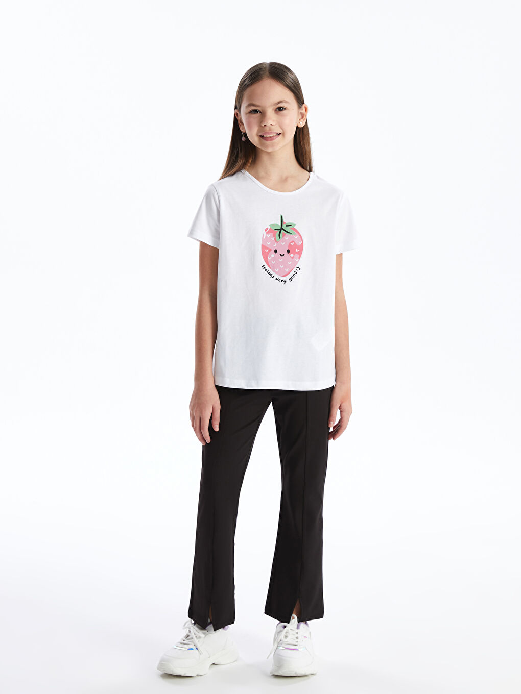 Siyah Beli Lastikli Basic Kız Çocuk Tayt-1