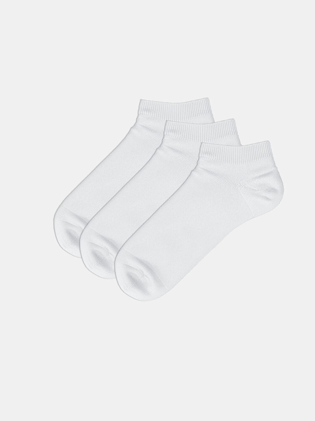 Beyaz Düz Erkek Patik Çorap 3'lü-1