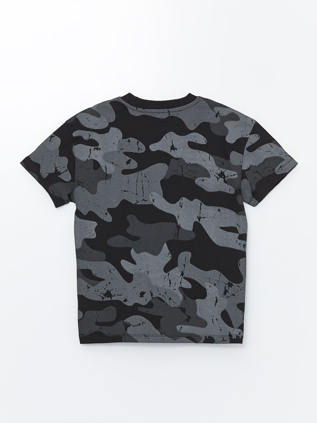 Siyah Bisiklet Yaka Kamuflaj Desenli Erkek Çocuk Tişört ve Şort-2