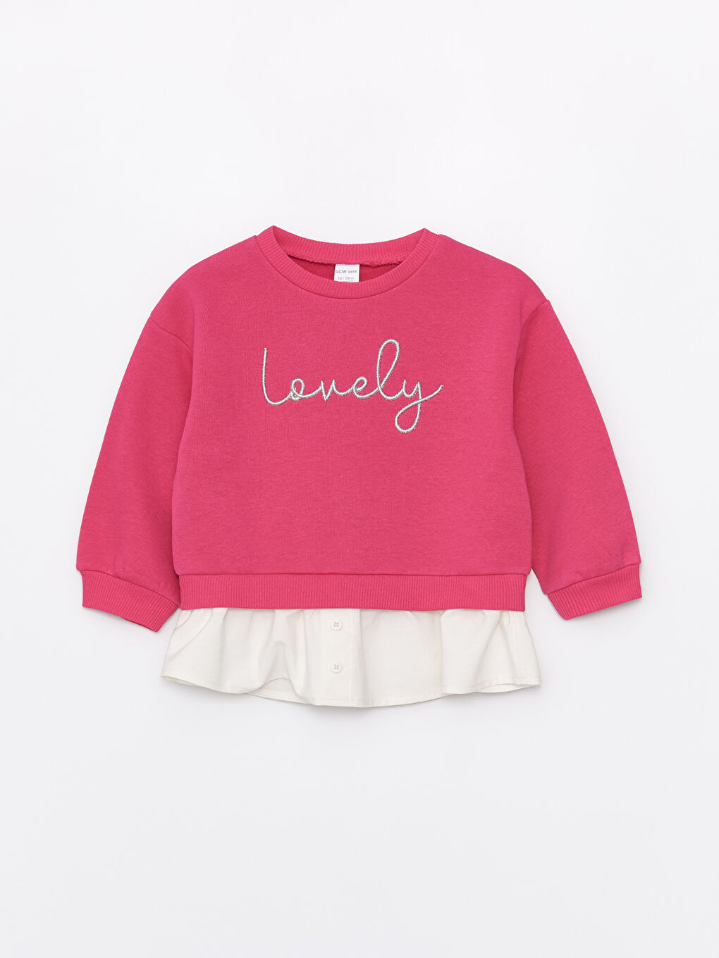 Fuşya Bisiklet Yaka Uzun Kollu Baskılı Kız Bebek Sweatshirt