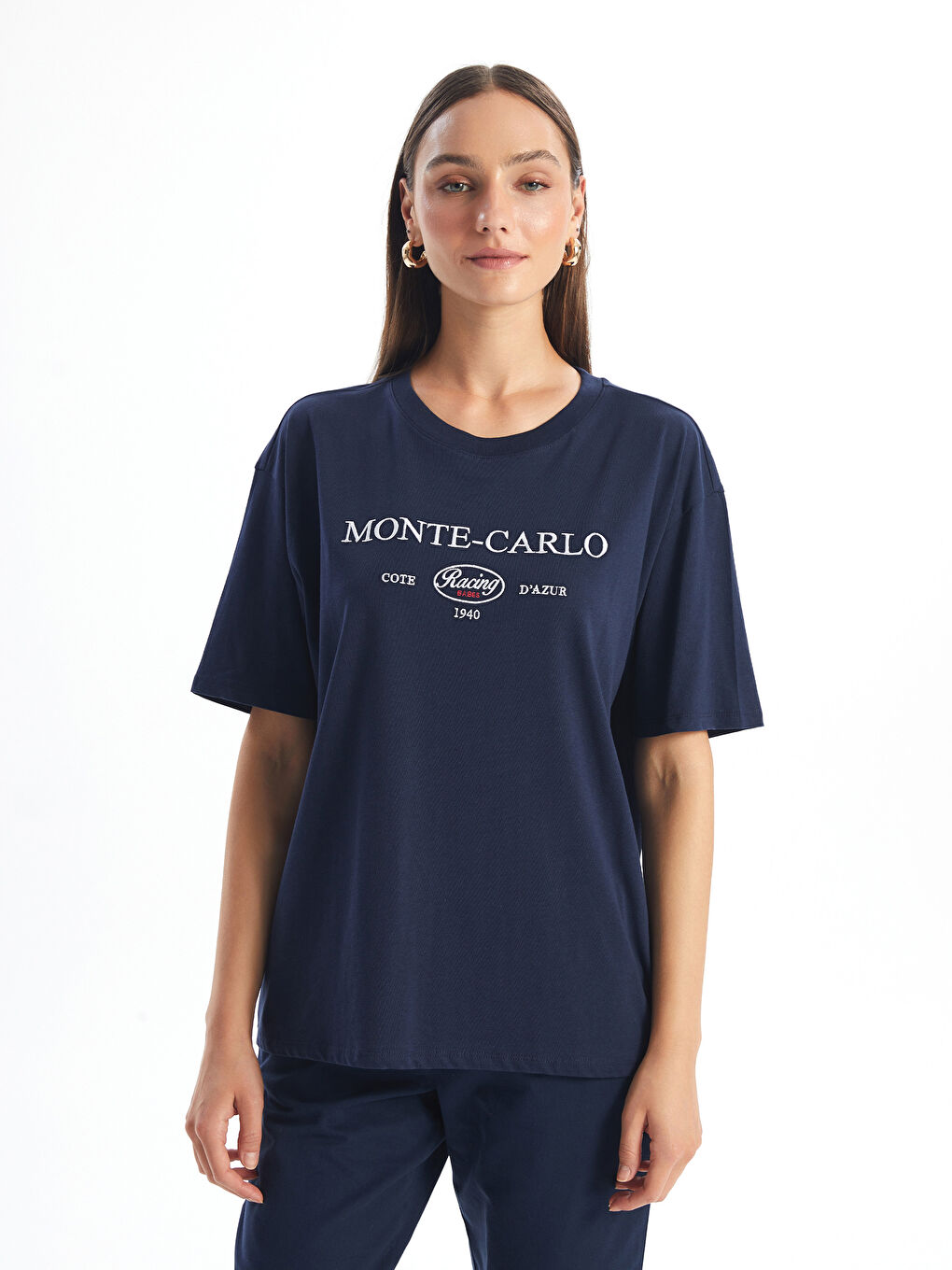 LCW Vision Crew Neck Printed Oversize Women's T-Shirt -S4IG47Z8-HFH