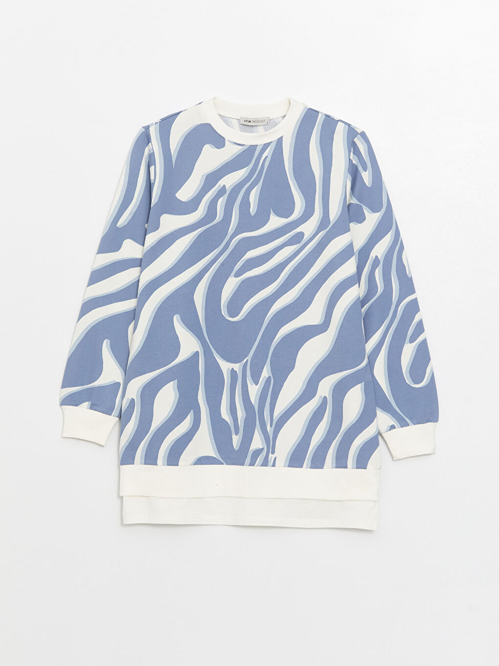 Crew Neck Patterned Women's Sweatshirt Tunic -S4IG48Z8-LRA