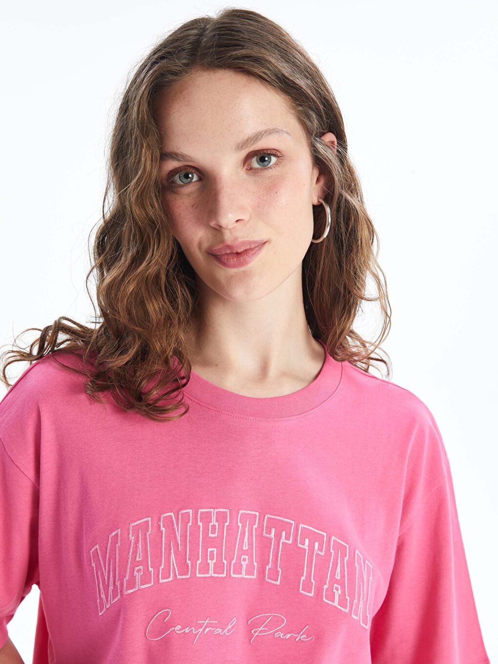 T-shirt Oversize Imprimé à Col Rond pour Femmes-1