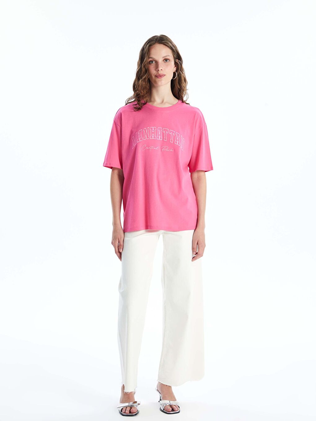 T-shirt Oversize Imprimé à Col Rond pour Femmes-2