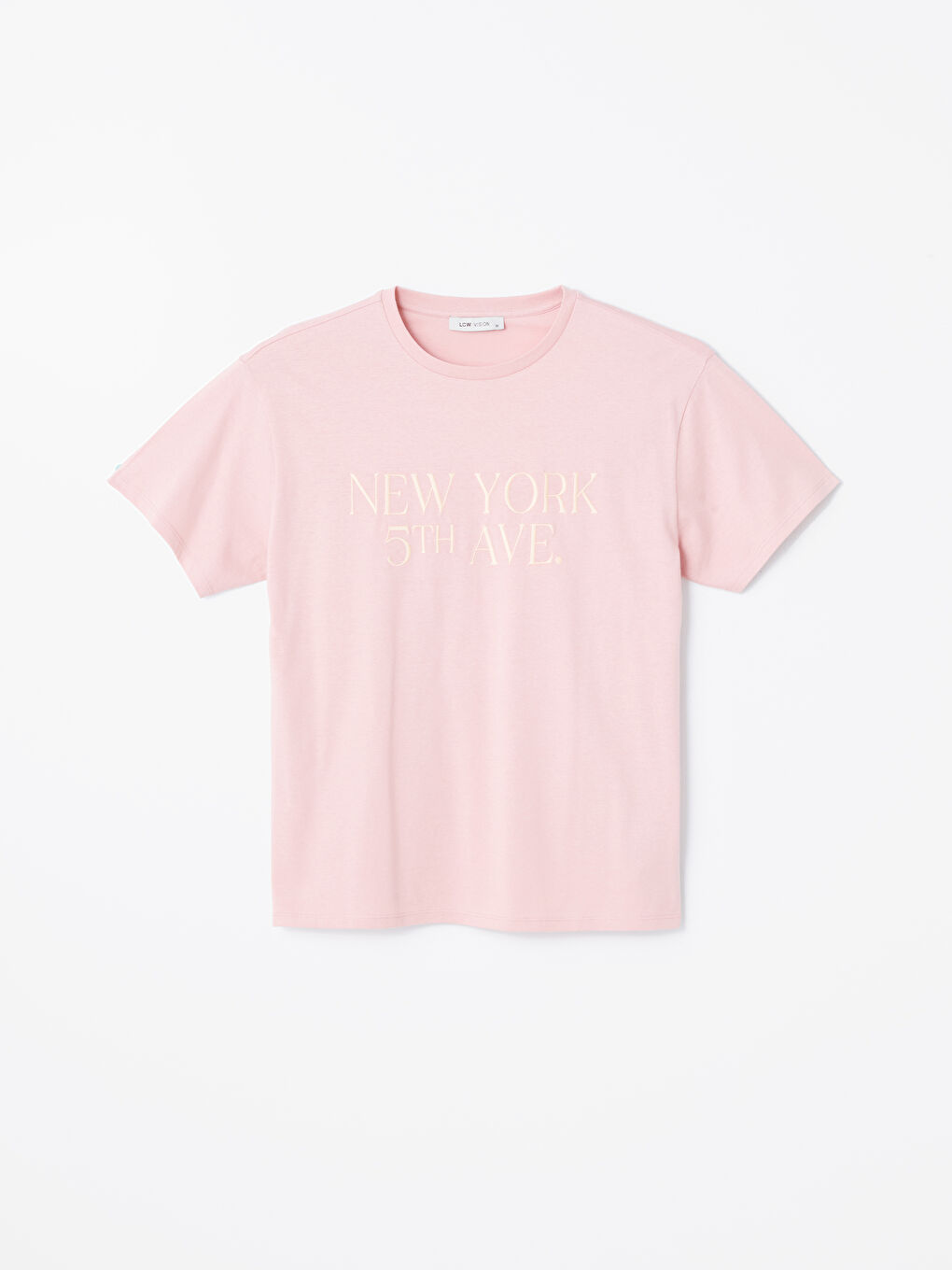 Bisiklet Yaka Nakışlı Kadın Tişört-5