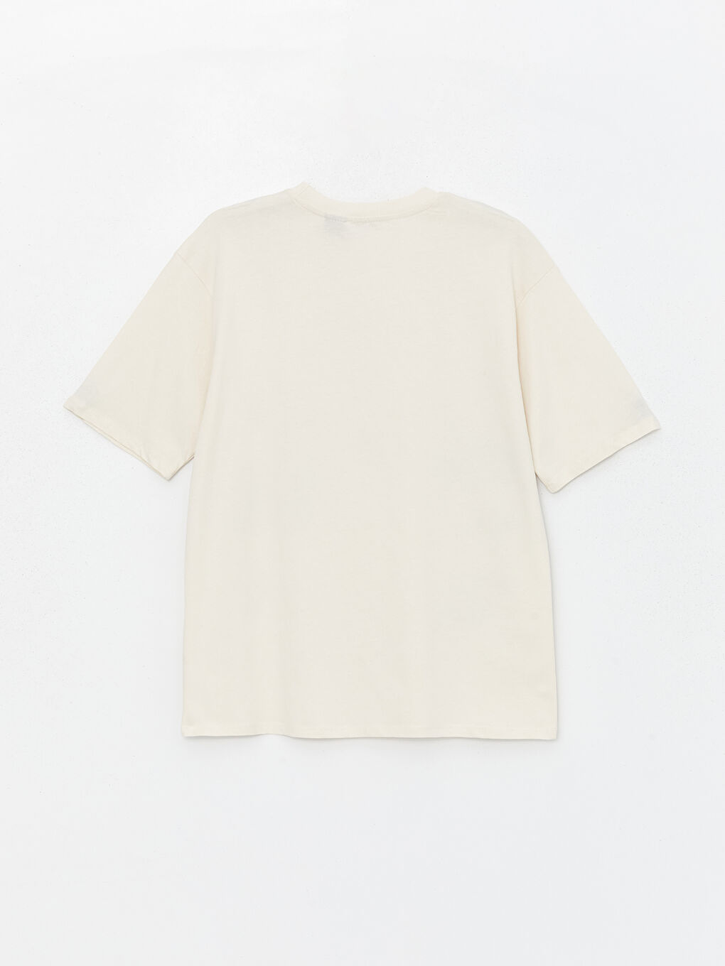 Bej Bisiklet Yaka Mickey ve Minnie Mouse Baskılı Kısa Kollu Kadın Tişört-6