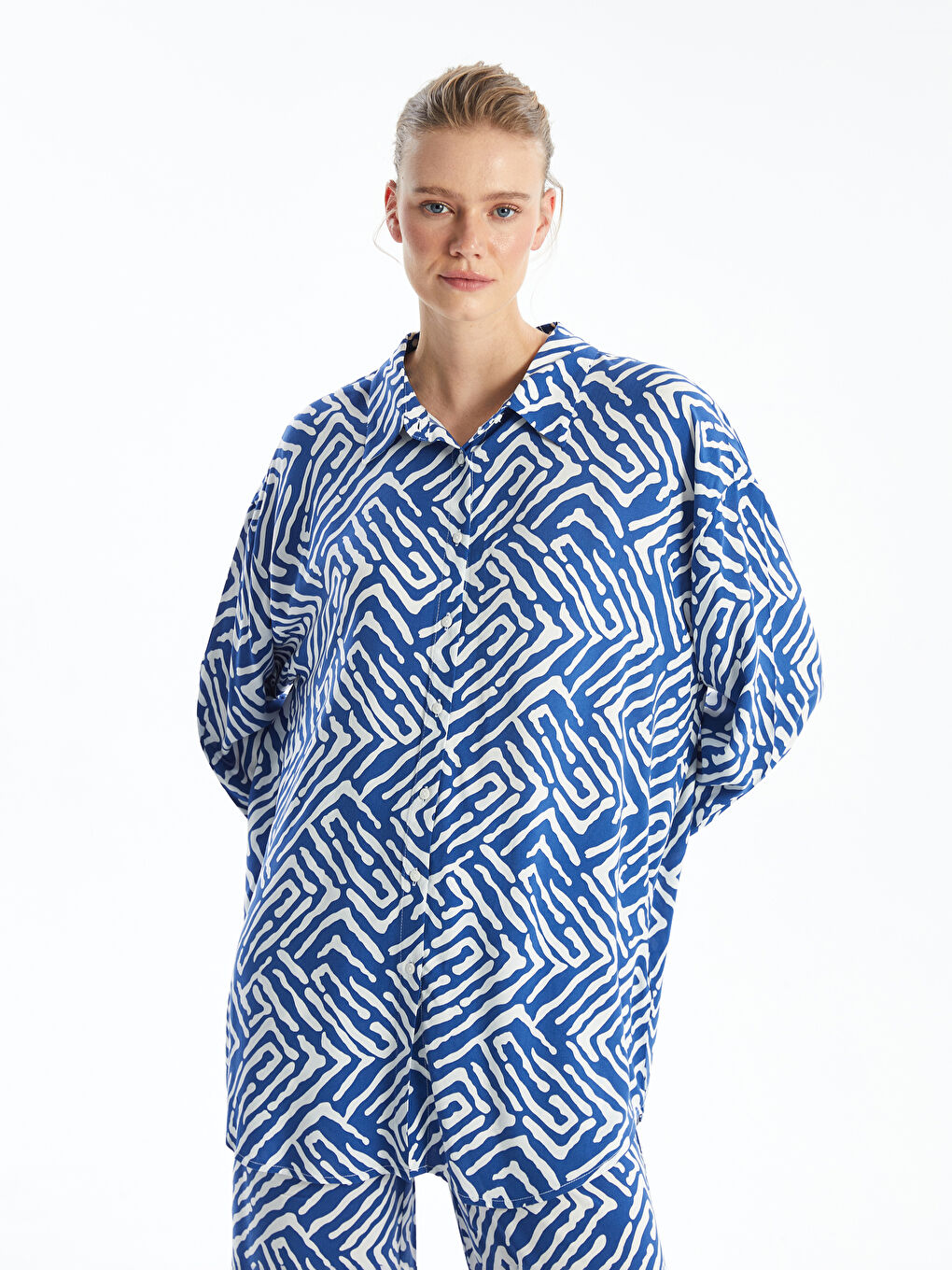 Patterned Women's Shirt Tunic-1