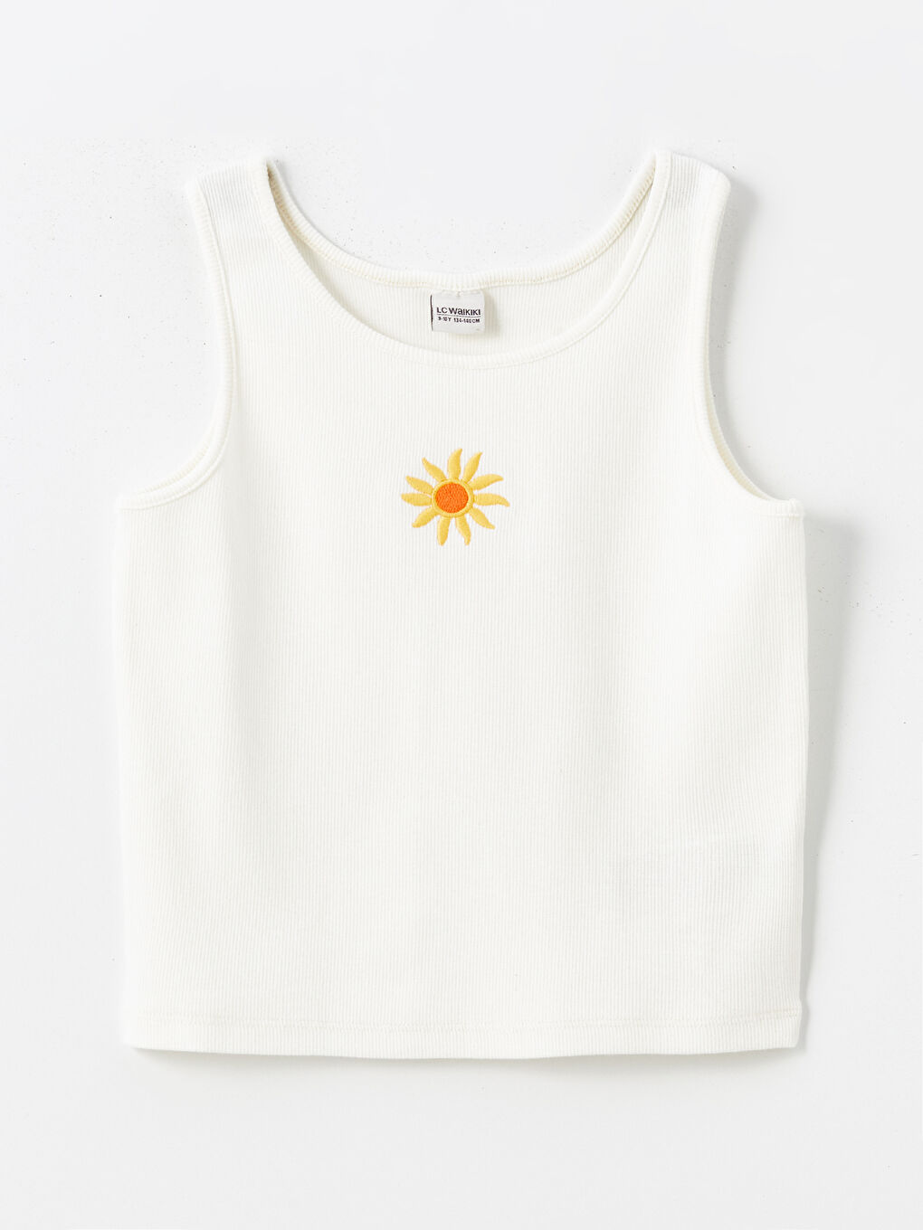 Ekru U Yaka Çiçekli Kız Çocuk Atlet