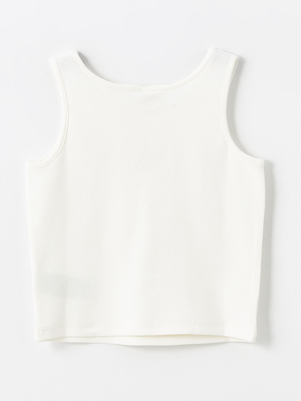 Ekru U Yaka Çiçekli Kız Çocuk Atlet-1