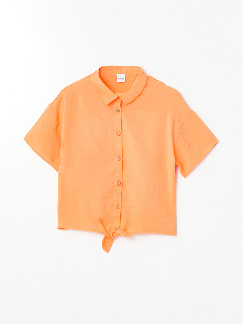 Turuncu Basic Kısa Kollu Kız Çocuk Gömlek