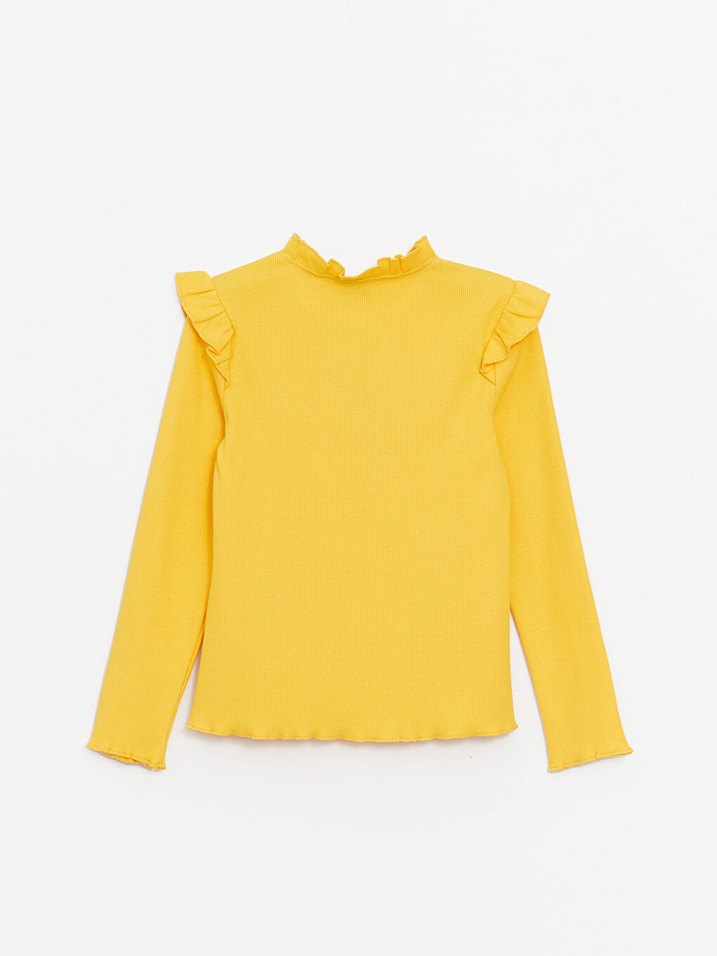 قميص بنت كم طويل بسيط بياقة عالية-2