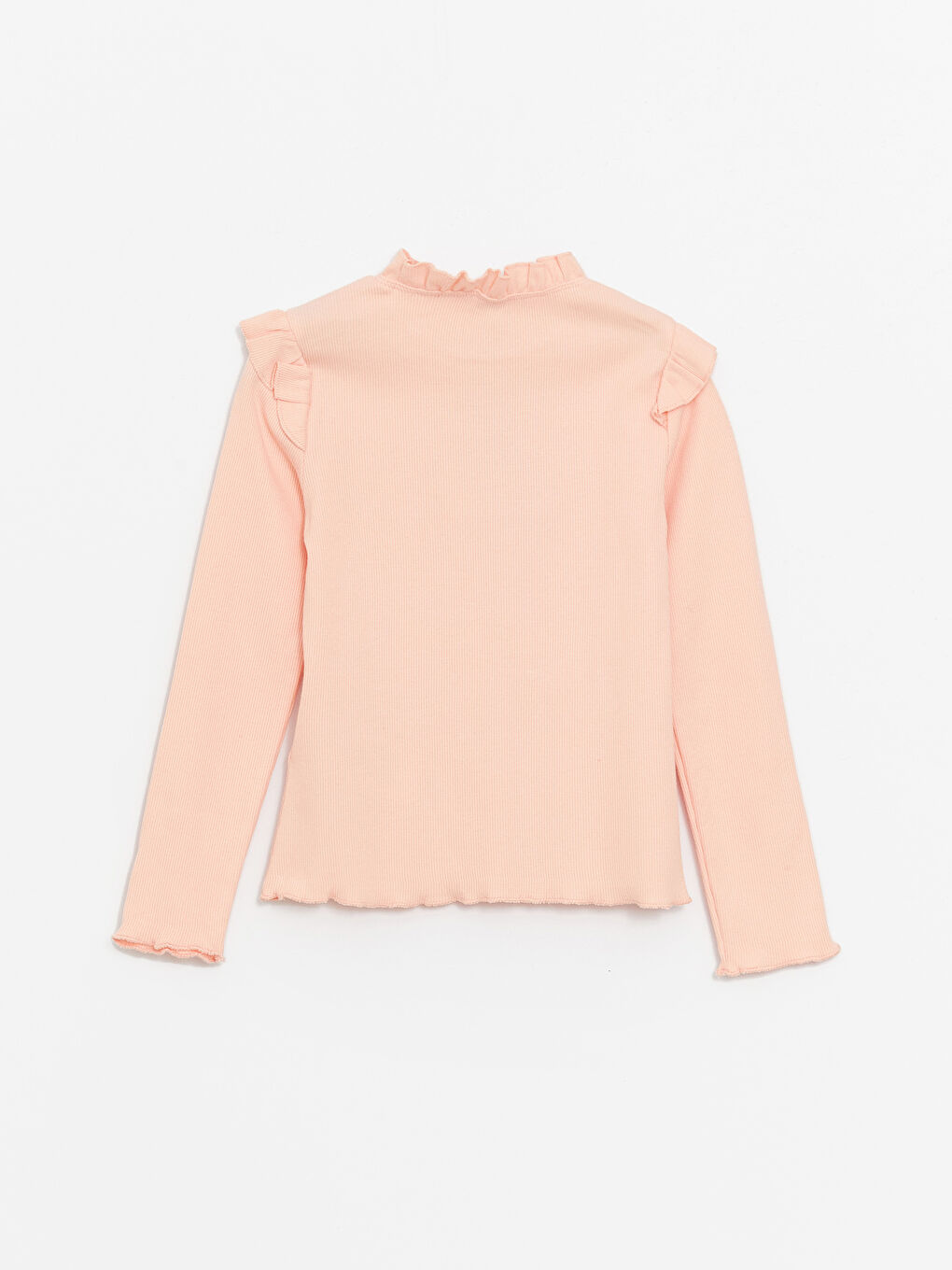 Pembe Dik Yaka Basic Uzun Kollu Kız Çocuk Tişört-2