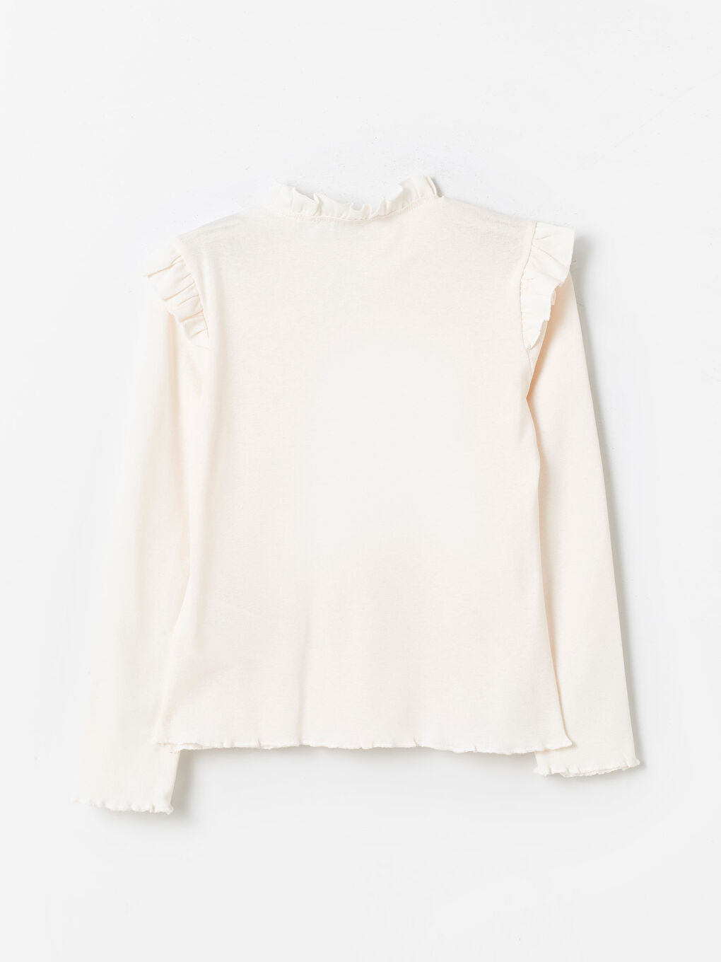 Pembe Dik Yaka Basic Uzun Kollu Kız Çocuk Tişört-2