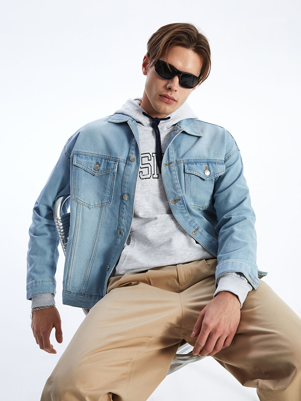 İndigo Rahat Kalıp Erkek Jean Ceket