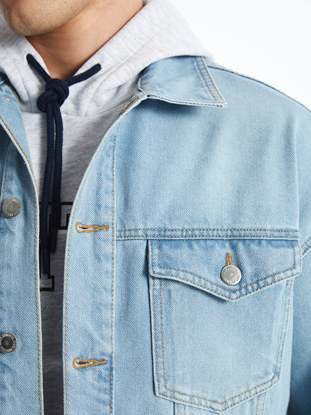 İndigo Rahat Kalıp Erkek Jean Ceket-3
