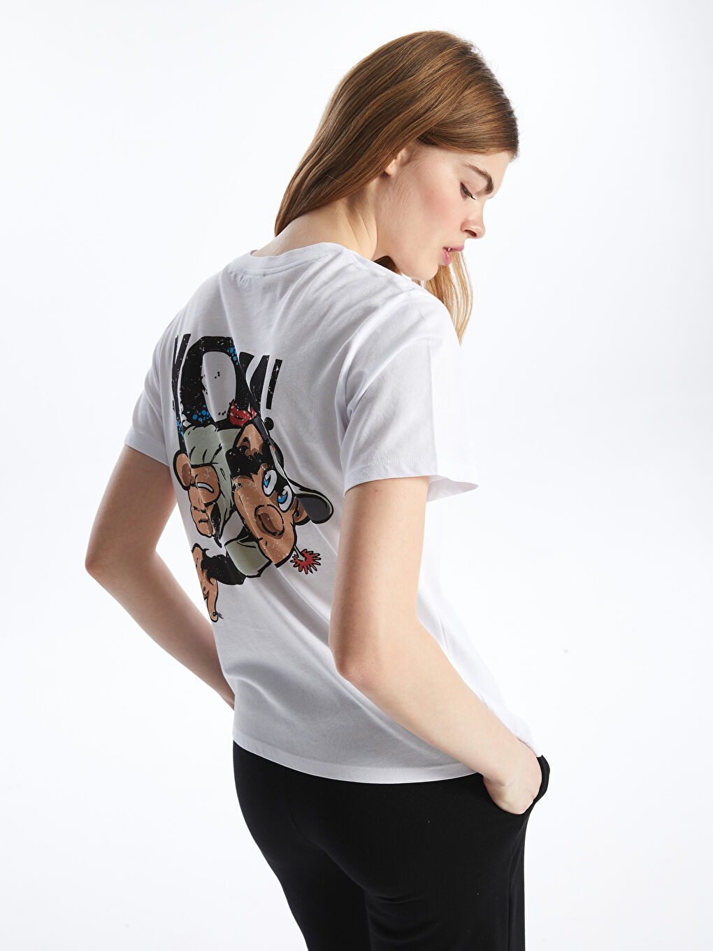 Beyaz Nostaljik Maymun Baskılı Kadın Tişört