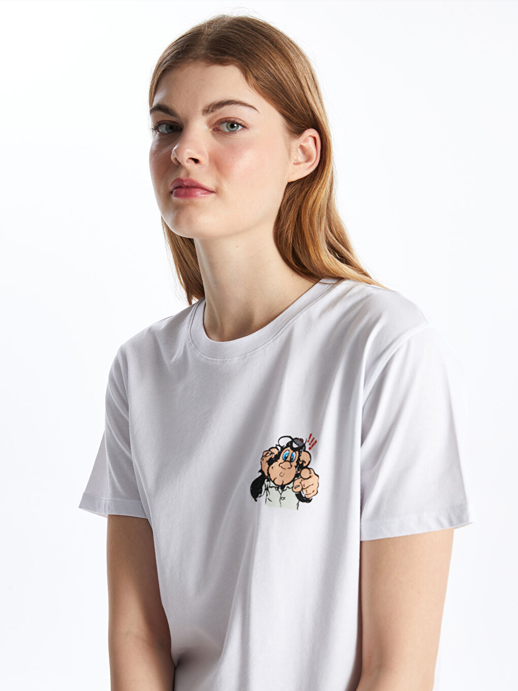 Beyaz Nostaljik Maymun Baskılı Kadın Tişört-1