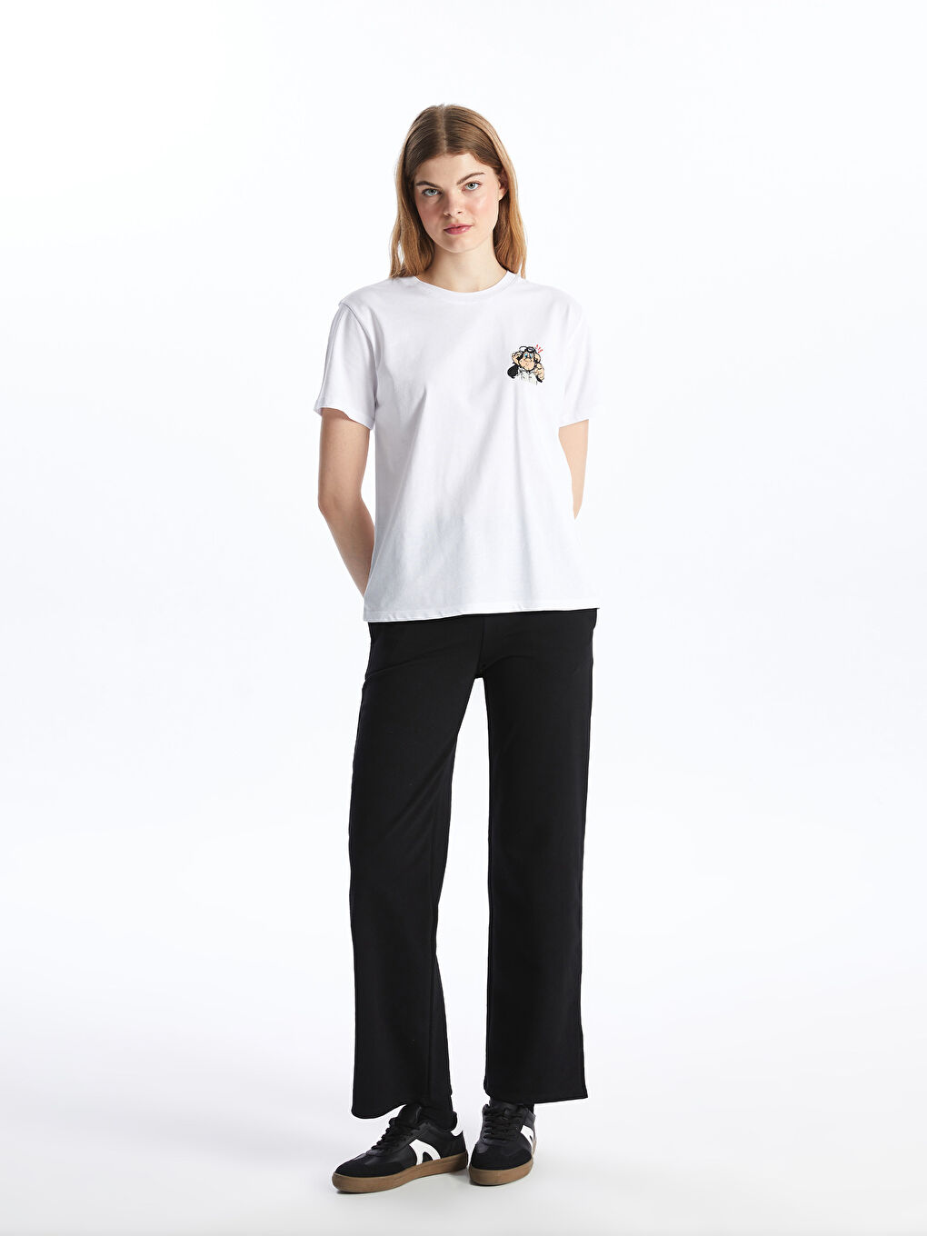 Beyaz Nostaljik Maymun Baskılı Kadın Tişört-2