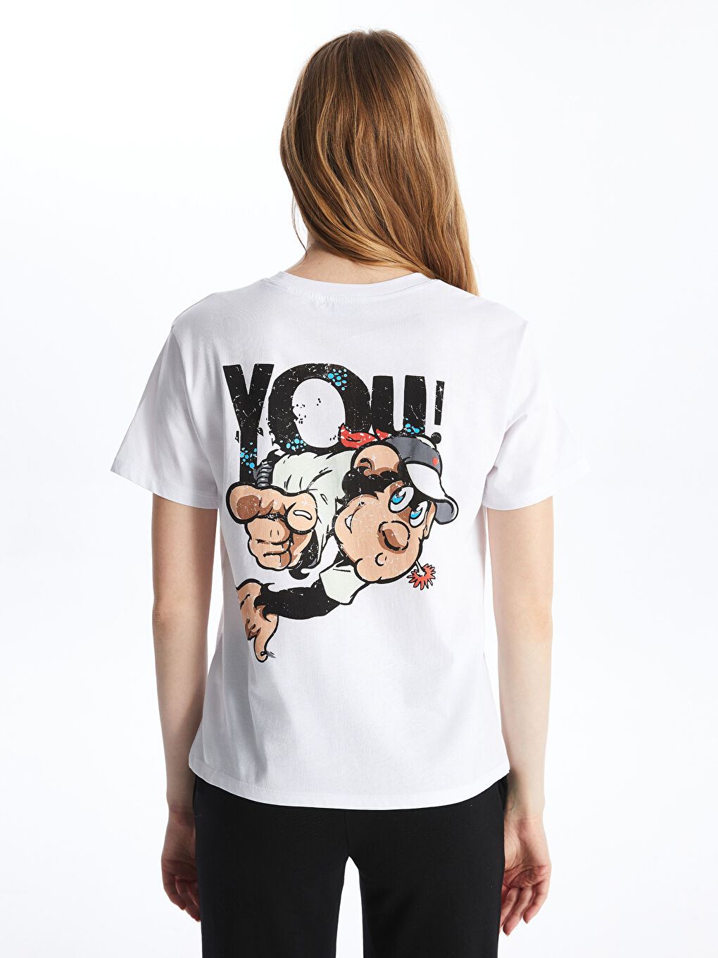 Beyaz Nostaljik Maymun Baskılı Kadın Tişört-4