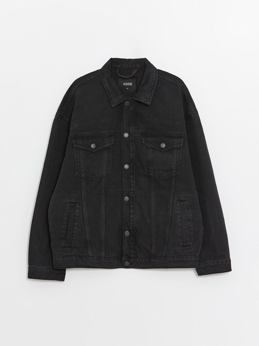 Siyah Rahat Kalıp Erkek Jean Ceket-6