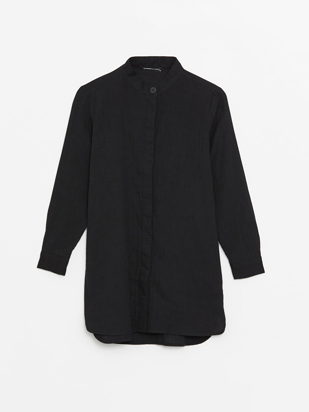 Siyah Kadın Hakim Yaka Düz Gömlek Tunik-5