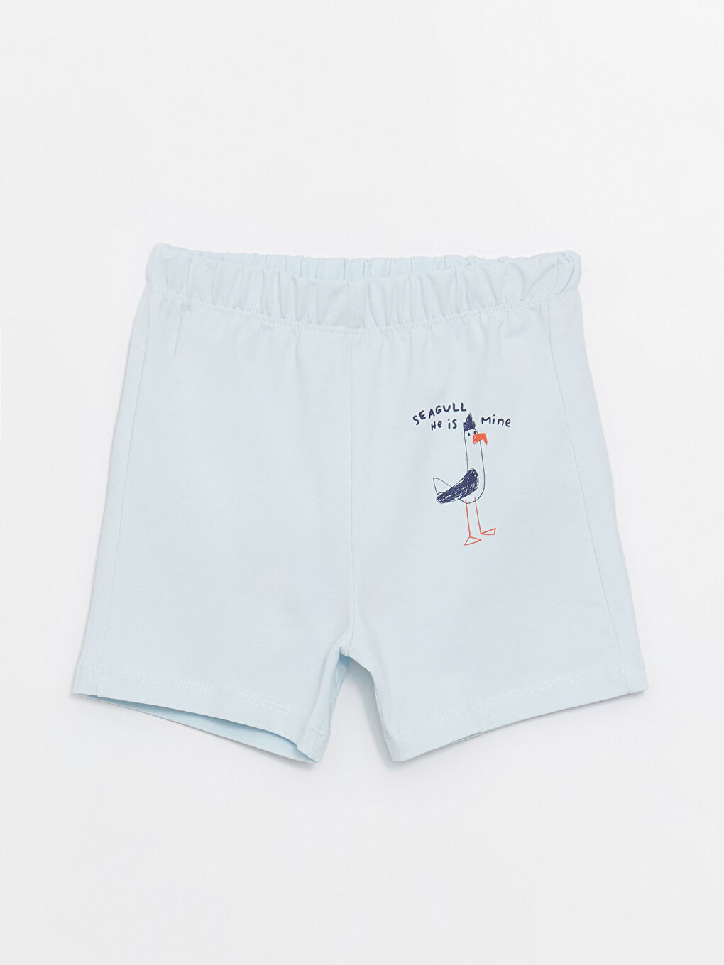 Mavi Beli Lastikli Baskılı Erkek Bebek Şort Pijama Alt